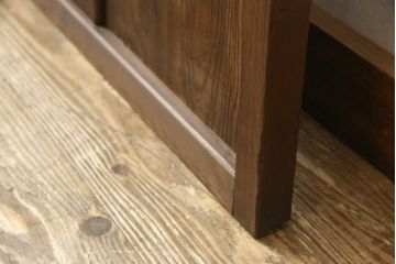 アンティーク建具　当店オリジナルガラス　色ガラスがアクセントの大正ロマンに合う格子戸1枚(ガラス帯戸、引き戸、建具)(R-059133)