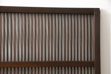 アンティーク建具　当店オリジナルガラス　色ガラスがアクセントの大正ロマンに合う格子戸1枚(ガラス帯戸、引き戸、建具)(R-059133)