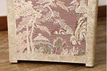中古　ガラス天板付き　螺鈿(らでん)細工　民芸家具　細やかな細工に思わず見惚れてしまう小引き出し(小物収納、チェスト)(R-059136)