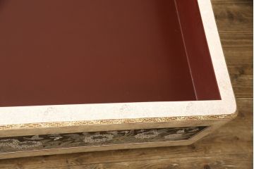 中古　螺鈿(らでん)細工　民芸家具　存在感抜群の佇まいが目を引くベッドフレーム(定価約280万円)(ベッド)(R-059137)