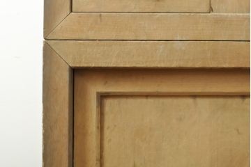 和製アンティーク　前面ヒノキ(檜)材　明治大正期より代々受け継がれた味わい深い関西水屋箪笥サイドボード(収納棚、戸棚、キャビネット、食器棚)(R-059154)