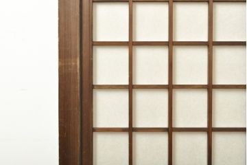 アンティーク建具　浮造り　杉材　一枚板　浮き上がるくっきりとした木目が美しい障子帯戸2枚セット(板戸、引き戸、建具)(R-059158)