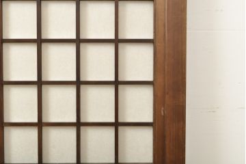 アンティーク建具　浮造り　杉材　一枚板　浮き上がるくっきりとした木目が美しい障子帯戸2枚セット(板戸、引き戸、建具)(R-059158)