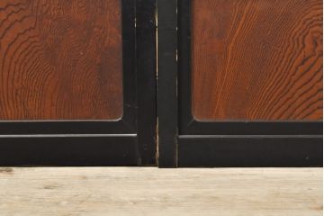 アンティーク建具　腰板欅(ケヤキ)材　上質な和を演出してくれる格子ガラス戸4枚セット(引き戸、建具)(R-059161)