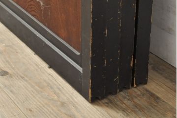 アンティーク建具　腰板欅(ケヤキ)材　上質な和を演出してくれる格子ガラス戸4枚セット(引き戸、建具)(R-059161)