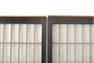 アンティーク建具　腰板欅(ケヤキ)材　上質な和を演出してくれる格子ガラス戸4枚セット(引き戸、建具)(R-059161)