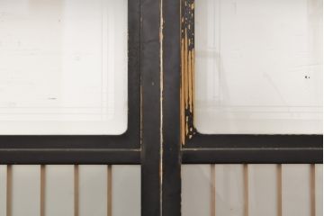 アンティーク建具　腰板欅(ケヤキ)材　上質な和を演出してくれる格子ガラス戸4枚セット(引き戸、建具)(R-059161)