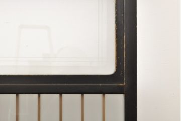 アンティーク建具　腰板欅(ケヤキ)材　上質な和を演出してくれる格子ガラス戸4枚セット(引き戸、建具)(R-059161)