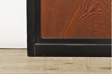 アンティーク建具　腰板欅(ケヤキ)材　上質な和を演出してくれる格子ガラス戸4枚セット(引き戸、建具)(R-059161)