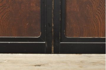 アンティーク建具　腰板欅(ケヤキ)材　上質な和を演出してくれる格子ガラス戸4枚セット(引き戸、建具)(R-059161)