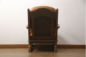 中古　超美品　飛騨産業　キツツキ　PROVINCIAL(プロヴィンシャル・プロビンシャル)シリーズ　本革　レトロで温かみのある佇まいが魅力的な1人掛けレザーソファ(定価約41万円)(一人掛け、アームチェア)(R-059162)