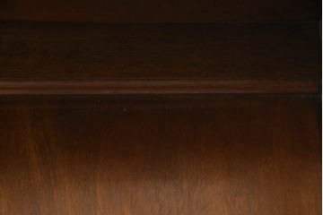 ビンテージ家具　美品　珍しいモデル!　DREXEL HERITAGE(ドレクセルヘリテイジ)　マホガニー材　アーチ状のガラス戸がクラシカルな雰囲気を醸し出す薄型キャビネット(食器棚、キュリオケース、飾り棚、ヴィンテージ)(R-059164)