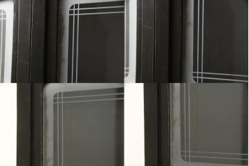 アンティーク建具　腰板欅(ケヤキ)材　上質な和を演出してくれる格子ガラス戸4枚セット(引き戸、建具)(R-059166)
