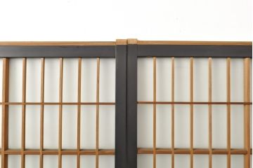 アンティーク建具　腰板欅(ケヤキ)材　上質な和を演出してくれる格子ガラス戸4枚セット(引き戸、建具)(R-059166)