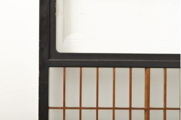 アンティーク建具　腰板欅(ケヤキ)材　上質な和を演出してくれる格子ガラス戸4枚セット(引き戸、建具)(R-059166)