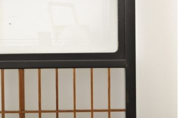 アンティーク建具　腰板欅(ケヤキ)材　上質な和を演出してくれる格子ガラス戸4枚セット(引き戸、建具)(R-059166)