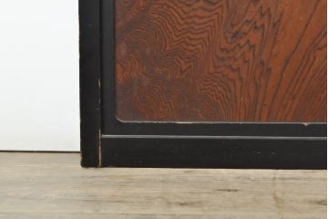 アンティーク建具　腰板欅(ケヤキ)材　上質な和を演出してくれる格子ガラス戸4枚セット(引き戸、建具)(R-059166)