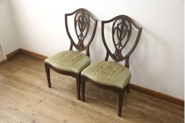中古　美品　アメリカ　トラディショナルセンチュリー　品のある佇まいが美しいダイニングチェア2脚セット(2脚定価 約60万円)(イス、椅子)(R-059182)
