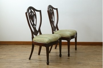 中古　美品　アメリカ　トラディショナルセンチュリー　品のある佇まいが美しいダイニングチェア2脚セット　2脚定価 約60万円　(R-059183)