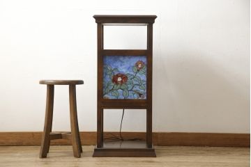 中古　超美品　川島政則ステンドグラス工房　幻想的な雰囲気を醸し出す行灯型フロアスタンド照明(スタンドライト、間接照明、行燈)(定価約40万円)(R-059190)