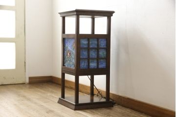中古　超美品　川島政則ステンドグラス工房　幻想的な雰囲気を醸し出す行灯型フロアスタンド照明(スタンドライト、間接照明、行燈)(定価約40万円)(R-059190)