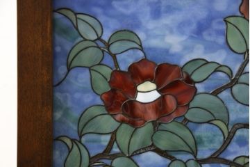 中古　超美品　川島政則ステンドグラス工房　幻想的な雰囲気を醸し出す行灯型フロアスタンド照明(スタンドライト、間接照明、行燈)(定価約40万円)(R-059190)