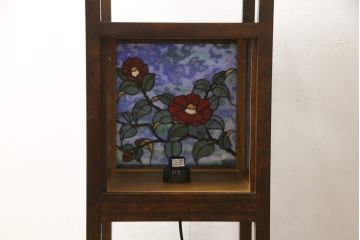 中古　超美品　川島政則ステンドグラス工房　幻想的な雰囲気を醸し出す行灯型フロアスタンド照明(スタンドライト、間接照明、行燈)(定価約40万円)(R-059190)