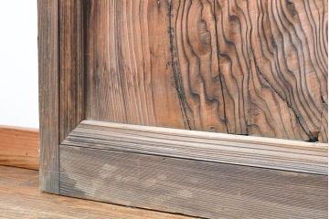 アンティーク建具　力強い木目が目を引くガラス入り玄関戸4枚セット(格子戸、ガラス戸、引き戸)(R-059203)