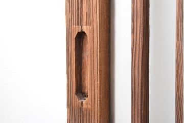アンティーク建具　力強い木目が目を引くガラス入り玄関戸4枚セット(格子戸、ガラス戸、引き戸)(R-059203)
