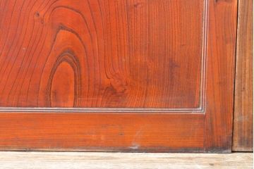 ジャンク品　アンティーク建具　明治大正期　総欅(ケヤキ)材　一枚板　木目が美しい板戸4枚セット(帯戸、引き戸、建具)(R-059204)