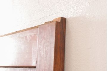 ジャンク品　アンティーク建具　明治大正期　総欅(ケヤキ)材　一枚板　木目が美しい板戸4枚セット(帯戸、引き戸、建具)(R-059204)