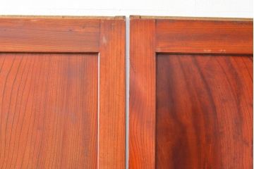 ジャンク品　アンティーク建具　明治大正期　総欅(ケヤキ)材　一枚板　木目が美しい板戸4枚セット(帯戸、引き戸、建具)(R-059204)