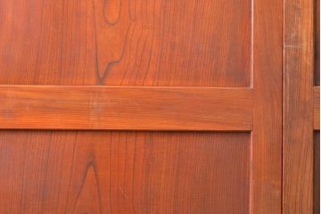 ジャンク品　アンティーク建具　明治大正期　総欅(ケヤキ)材　一枚板　木目が美しい板戸4枚セット(帯戸、引き戸、建具)(R-059204)