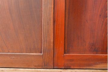 ジャンク品　アンティーク建具　明治大正期　総欅(ケヤキ)材　一枚板　木目が美しい板戸4枚セット(帯戸、引き戸、建具)(R-059204)