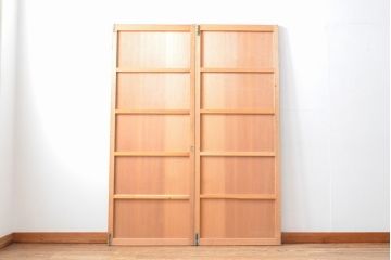 アンティーク建具　杉材　美しい柾目が目を引く板戸2枚セット(引き戸、建具)(R-059209)