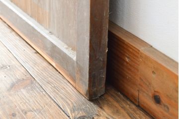 アンティーク建具　昭和初期　模様ガラス　細やかな桟が魅力の裏障子付き格子戸4枚セット(帯ガラス戸、引き戸、障子戸、建具)(R-059211)