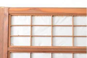 アンティーク建具　昭和初期　模様ガラス　細やかな桟が魅力の裏障子付き格子戸4枚セット(帯ガラス戸、引き戸、障子戸、建具)(R-059211)
