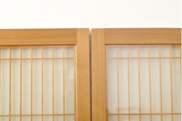 中古　美品　最高級　シンメトリーなデザインが目を引く組子入りガラス帯戸4枚セット(帯戸、引き戸、ガラス戸、建具)(R-059228)