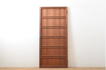 アンティーク建具　横桟付き　温かみを感じる杉材製扉(ドア、板戸、建具)(R-059230)
