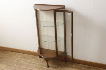 イギリスビンテージ　マホガニー材　半円形　クラシカルな佇まいが魅力的なキャビネット(飾り棚、収納棚、ガラスケース、ヴィンテージ、ハーフムーン)(R-059249)