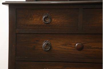 イギリスアンティーク　オーク材　品のあるデザインが魅力的な小振りなドレッシングチェスト(ドレッサー、鏡台)(R-059250)