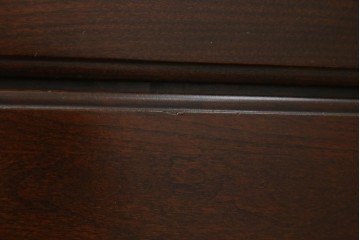 中古　美品　カナダ　ダーラム・ファニチャー(Durham Furniture)　エレガントなデザインの金具が目を引くトールチェスト　(R-059253)