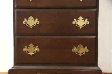 中古　美品　カナダ　ダーラム・ファニチャー(Durham Furniture)　エレガントなデザインの金具が目を引くトールチェスト(縦型チェスト、ランジェリーチェスト、引き出し)(R-059253)
