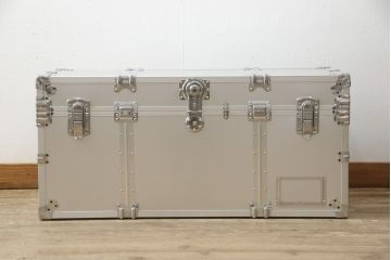 ビンテージ雑貨　和製ヴィンテージ　メンズライクな空間のアクセントにおすすめのアルミ製トランク(船トランク、収納、ディスプレイ)(R-059254)