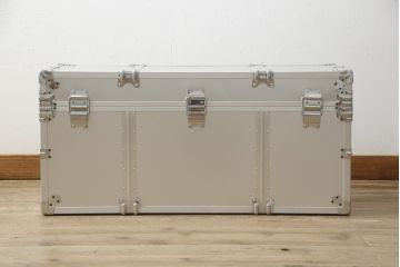 ビンテージ雑貨　和製ヴィンテージ　メンズライクな空間のアクセントにおすすめのアルミ製トランク(船トランク、収納、ディスプレイ)(R-059254)