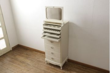 中古　超美品　松永工房　カンティーニュシリーズ　優雅な雰囲気を醸し出す縦型ジュエリーチェスト(定価約23万円)(小物収納、引き出し)(R-059258)