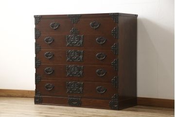 中古　美品　岩谷堂箪笥　桜木作　野郎タンス5段100　重厚な雰囲気漂う衣装箪笥(定価約45万円)(和タンス、整理箪笥、引き出し)(R-059264)
