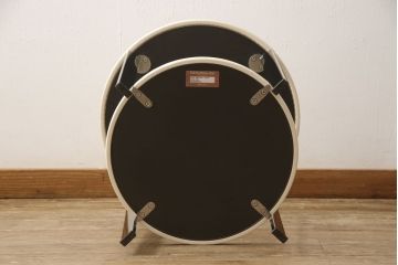 中古　Poltrona Frau(ポルトローナフラウ)　Carlo Colombo(カルロ・コンボ)デザイン　TAVOLO REGOLO(タボロ レゴロ)　異素材の組み合わせがスタイリッシュな雰囲気を高めるサイドテーブル(ラウンドテーブル、コーヒーテーブル、ローテーブル)(定価約30万円)(R-059268)