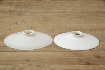 アンティーク照明　戦前　レトロな平笠シェードのペンダントライト2個セット(天井照明、吊り下げ照明、電笠)(R-059271)