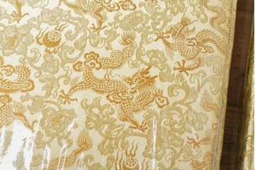 ヴィンテージ家具　超激レア!!　中国美術　王座デザイン　皇帝　黄金に輝く龍の彫刻が高貴な雰囲気を高める3人掛けソファ(ソファベンチ、3P、ビンテージ、チェア、イス、椅子)(R-059282)